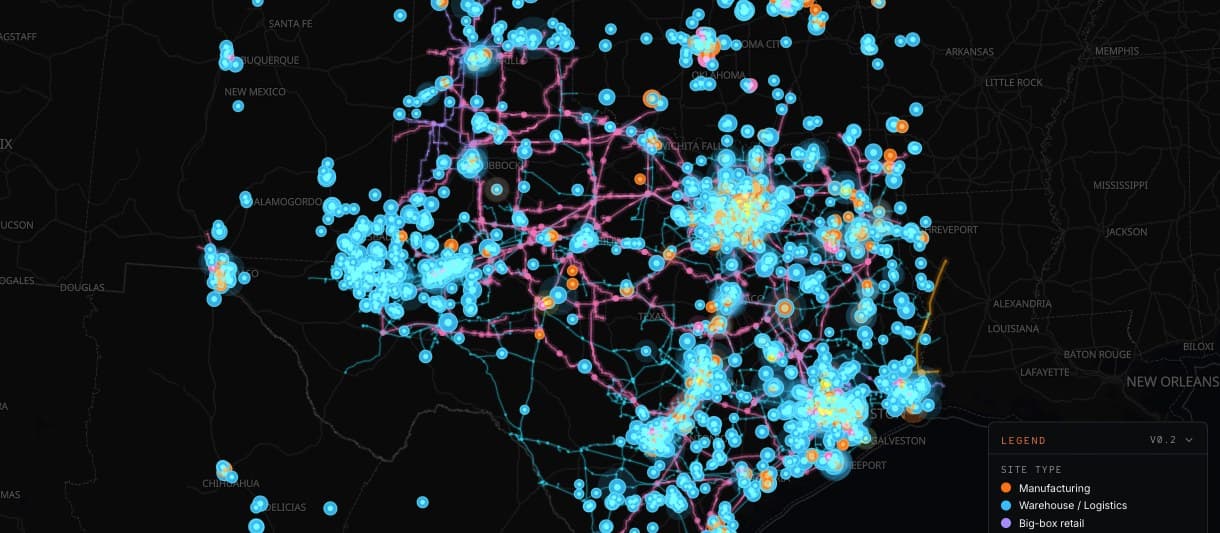 Refinery Atlas: scored stranded-power candidate sites across the ERCOT grid, with transmission lines and substations